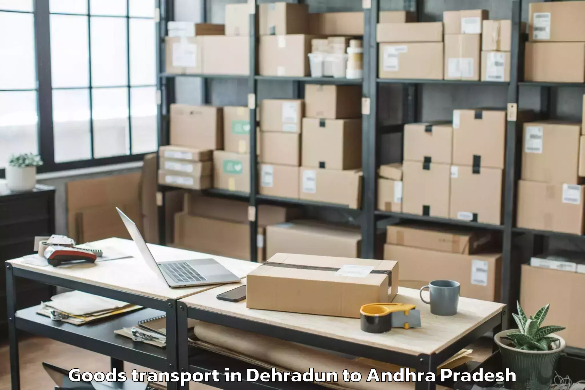 Quality Dehradun to Cherukupalle Arumbaka Goods Transport